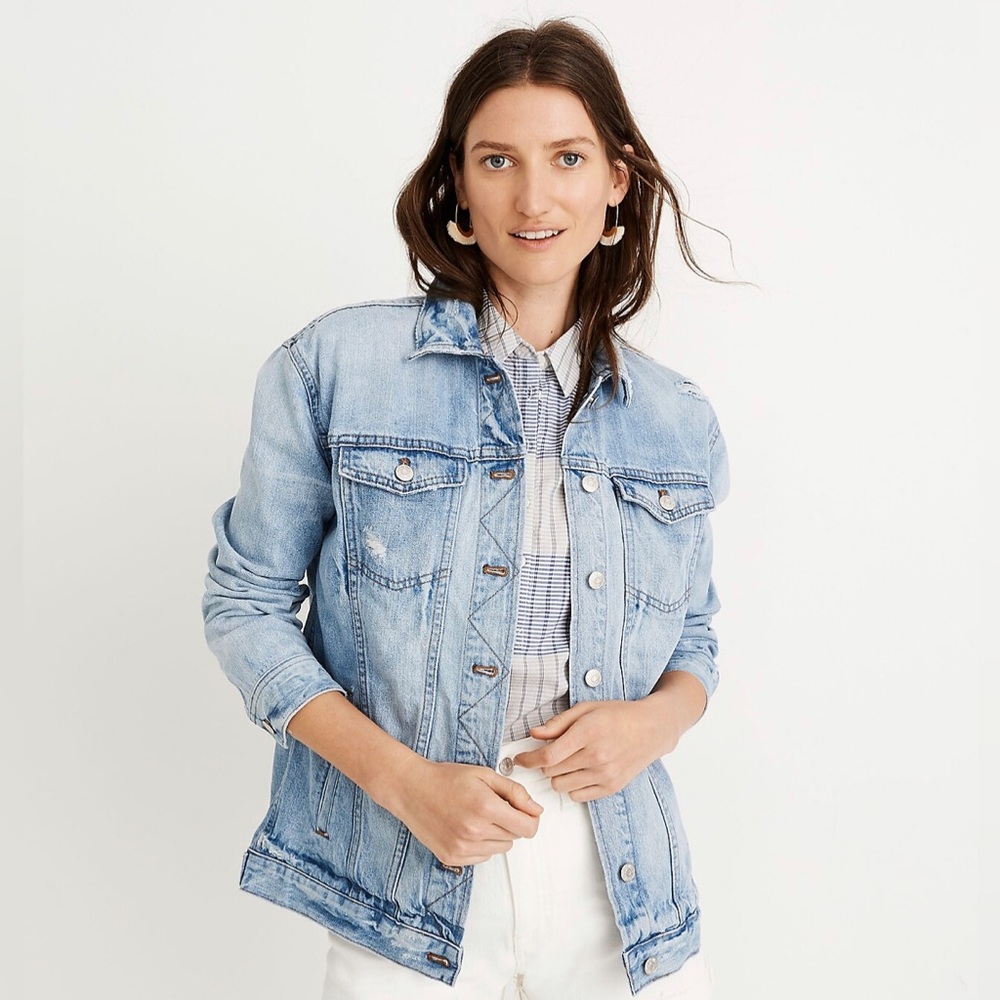 Madewell The Oversized Jean Jacket in Junction Wash: Distressed Edition